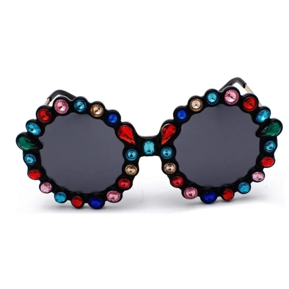 Crystal Women Big Rhinestone Sunglasses Oversized Round